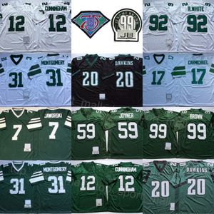 1992 99 JB Retro Football 12 Randall Cunningham Jersey 92 Reggie White 99 Jerome Brown 31 Wilbert Montgomery 17 Harold Carmichael 7 Ron Jaworski 59 Seth Joyner