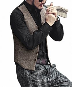 men's Suit Vest Houndstooth Steampunk Style Groom Wedding Waistcoat S-XXXL c57w#