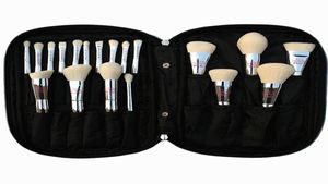 Professional 19pcs Makeup Brush Set Live Beauty Fully Silver Cosmetic Brushes Kit with Bag Face Eyes Make Up Collection Tools9946577