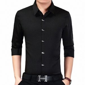2021 Brand clothing Men's spring High-end Busin Shirts/Male Slim Fit Dr Shirt/lapel Lg Sleeve Shirts Plus size S-4XL v9ZF#