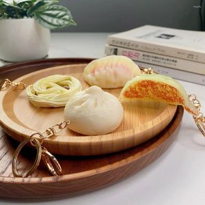 Keychains Simulation Food Keychain Dumplings Baozi Noodles PVC Mini Cooked Key Chain Jiaozi Toys Bag Rackpack Ornament Present