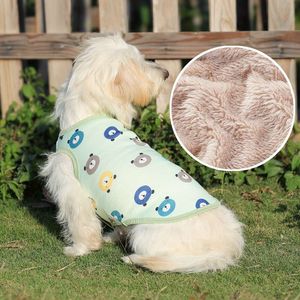 1 st söt tecknad grafisk hundkläder, byggd flanell husdjur varm väst, kläder för hundkatter i alla storlekar på höst och vinter (XS-9XL)