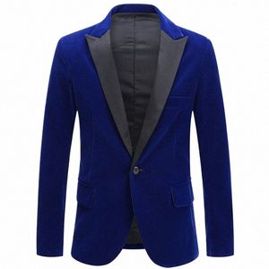 Mäns fi Trend Veet Groom Tuxedo Slim Fit Wedding Party Dr Busin Casual Suit Jacket Bankett Single Blazers Coat S58T#