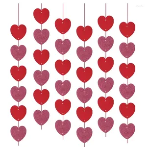 Dekoracja imprezy 1/3PCS Red Love Heart String Garland Bunting Banner Flagi Walentynki Dekoracje ślubne domowe sypialnia na ścianę wisząca kurtyna