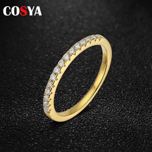 COSYA 100% 925 Sterling Silver Ring Real Samll Row Rings For Women Sparkling Engagement Band Fine Jewelry Gifts 240327