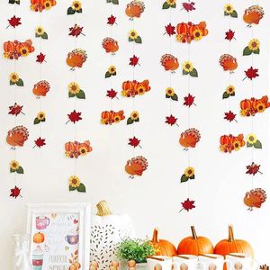 Decorazione per feste Giornata del Ringraziamento Fase autunno foglie autunno di girasole Banner Turchia Garlands Garlands Bunting Streamer Donte