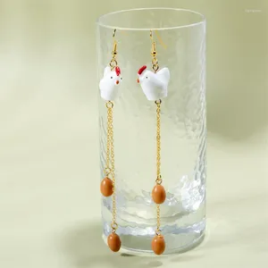 Dangle Earrings YEYULIN 1 Pair Funny Hen Egg Hook 3D Resin Accessories Handmade Women's Drop Charm Farm Girl Gift