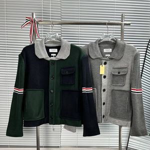 High version double sleeved ribbon versatile color blocking men's jacket