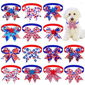 Hundkläder 60/120st 4 juli Dekorationer Independence Day Bow Tie Bulk Justerbara husdjursförsörjningar Medium valptillbehör Partihandel