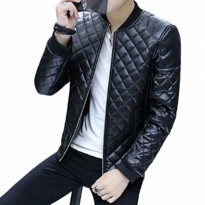 Crocodile Brand Läderjacka Men Youth Korean Autumn Winter Jackets Coats Men's Casual Leather Jacket Trendy Men's Jackets 53ab#