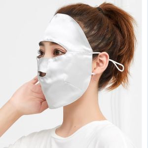 Maskeler Full Yüz Uyku Güneş Koruyucu Maske İpek Maskesi% 100 Mulberry İpek Rüzgar Geçirmez Yüz Maskesi Yumuşak Sıcak Güneş Koruyucu Yüz Masası Bisiklete binmek için