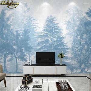 Wallpapers personalizado po papel de parede moderno pequeno fresco floresta murais sala de estar quarto romântico decoração casa mural papéis de parede arte adesivos