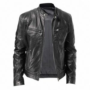 2023 Spring Casual Motorcycle Mens PU Jacket Biker Leather Coats Windbreaker Leather Jacket Men Leather Jackets Slim Clothing V2CY#