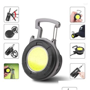 Flashlights Torches 10W Outdoor Mini Keychain Cob Led Mtifunctional 500Lm Pocket Clip Working Lamp Emergency For Cam Drop Delivery Spo Dhhzc