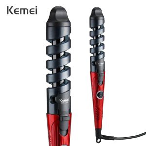 Irons Kemei Tourmaline Ceramic Hair Cerlers Electric Multifunctional Curlling Iron Spollers Probls Iron Wand Hair Tools 43d