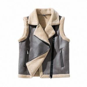 Homens Fi Casual Engrossar Gilets Inverno Novo Casaco de Lã de Cordeiro Colete Quente Jaqueta Masculina Pode Ser Usado Em Ambos os Lados Colete Sleevel 199u #