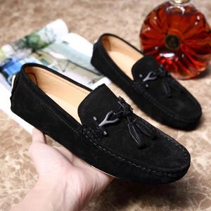 Casual Shoes Tassel Mens Driving Suede Leather Penny Loafers Men Man Moccasins Slip On Men's Flats Luxury Man 2024