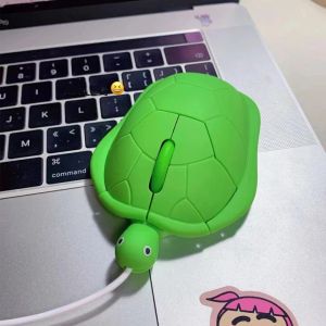 Ratos bonitos dos desenhos animados mini mouse com fio forma de tartaruga 2.4g mouse sem fio óptico usb 3d jogos computador ratos para laptop pc tablet presente para crianças