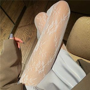 Internet Celebrity Halloween Net Socks Skull Head Spider Web Hollowed Out Fishing Net Socks Pure White Silk Strumps Sexiga svarta sidenstrumpor