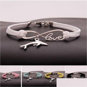 Charm Bracelets New Metal Animal Dolphin Women Infinity Love Veet String Rope Warp Bangle For Men S Simple Jewelry In Bk Drop Deliver Dhw8L