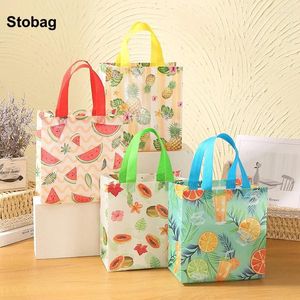 Storage Bags StoBag 12pcs Non-woven Gift Tote Fruit Kids Cartoon Fabric Candy Package Waterproof Reusable Pouch Birthday Party
