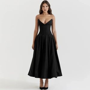 Suninheart Black Elegant Wedding Events Dress Sexig stropplös korsett Midi Christmas Party Dresses For Women Clothing 240327