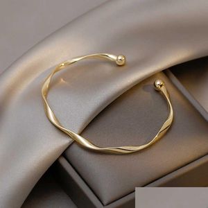 Charme pulseiras clássico premium retro torcido cor de ouro pulseira de metal para mulheres 2022 nova tendência meninas jóias incomuns presente accessorie otiw9