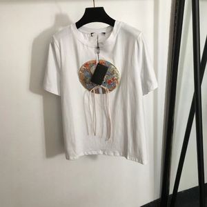 Camiseta feminina designer moda seda algodão manga curta verão personalizado fino ajuste bordado multifuncional confortável manga curta camiseta