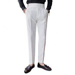 modne spodnie Busin Formalne Dr spodni stały kolor Slim Passing Butts Spodnie Dring O7kq#