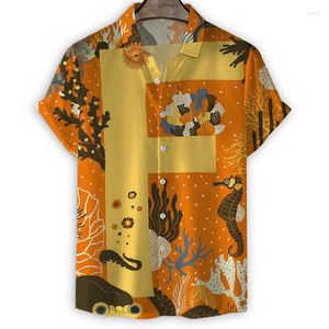 Мужские повседневные рубашки в стиле ретро, роскошные гавайские рубашки с 3d принтом для мужчин, летние крутые топы с короткими рукавами, свободная блузка на пуговицах с лацканами, одежда