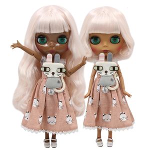 ICY DBS Blyth Doll 16 bjd ob24 игрушка шарнирное тело бледно-розовые смешанные белые волосы 30 см аниме для девочек 240313