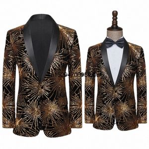 Trendiga paljetter Herrens sångare scenprestanda värd Dr Suit Coat Jacket Tuxedo Gentlemen Wedding Groom H8ov#