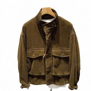 Capispalla Cappotto di velluto a coste Uomo Primavera e autunno Nuova tasca grande Cargo Giacca da uomo casual allentata Marea Tinta unita Giacca all-match 61X3 #