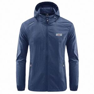 Estate Uomo Trekking Pesca Ciclismo Con cappuccio Palestra Sport Giacca a vento Cappotto ultraleggero Uomo Outdoor Quick Dry Protezione solare Giacca sottile 34en #