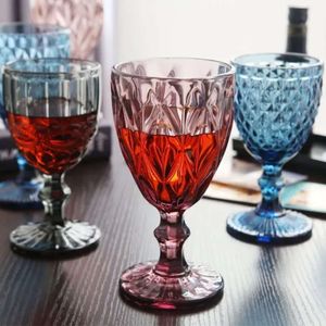 Golden Glass Vintage Tail Wine Cups Edge Multi Colored Glassware Wedding Party Green Blue Purple Pink Goblets 10Oz Fy5509 ware