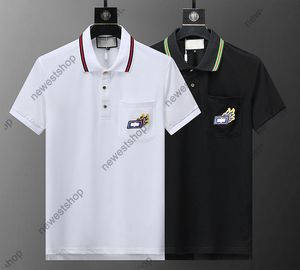 24ss Homens Designer Tee Polo Camisas Mens Bolso Bordado Carta Imprimir Manga Curta Polos Algodão Camisetas Mulheres Preto Branco Lapela Clássico Camiseta XXXL