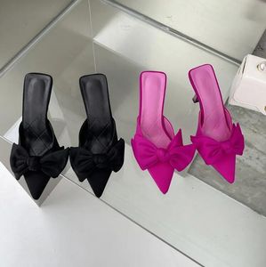 Summer slippers Fashion big bow women's high-heel slippers sandals shallow pointed shoes slippers high-heeled shallow shoes