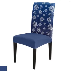 Capas de cadeira de natal floco de neve textura azul jantar capa 4/6/8 pçs elastano elástico slipcover caso para casamento casa sala