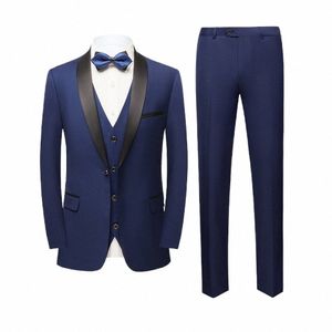 Smoking masculino Slim Fit Casamento Busin Suit Groomsman Groomsman 3 Piece Set Men's Dinner Jacket Colete Calças Terno Formal Ocn J1LL #