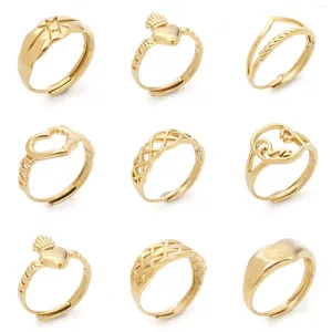 Cluster Rings Vintage 304 Stainless Steel Ring For Women Aesthetic Heart Braid Pattern Gold Color Wedding Jewelry Finger Accessories Gift