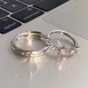 Cluster Ringe Y2K Stil Funkelnde Rosa Zirkon Braut Für Frauen Paare Koreanische Trendy Herz Stern Geometrische Hochzeit Party Schmuck Großhandel