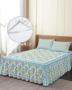 Spódnica łóżka i barokowy dekoracja elastyczna pasja z poduszkami z poduszkami materaca pokrywa pościeli arkusz zestawu