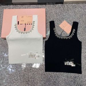 M Home Label Ultra Heavy Industry 24 Early Spring New Slim Fit Hanging Strap Letter Bead Summer Knitted Tank Sleeveless Top