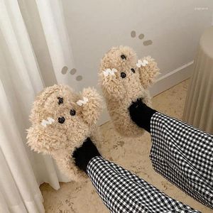 Slippers Cute Animal Style Fashion Women Flat Bear Indoors Ladies Casual Winter Plush