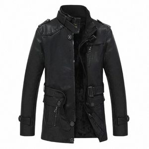 Nya mäns läderjackor Autumn Casual Motorcykel PU Jacka Biker läderrockar Varumärke Kläder LG Fleece Mens Läderjackor H166#