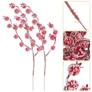 Fiori decorativi 10 pezzi Decorazione dell'albero di Natale Bubble di frutta rossa Haw Berry Ornamenti di fiori artificiali per feste Forniture schiuma