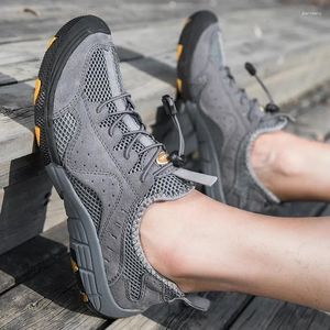 Freizeitschuhe für Herren, Outdoor-Mode, atmungsaktiv, atmungsaktiv, echtes Leder, Waten, Wandern, Sommer, Trekking, Größe 38–46