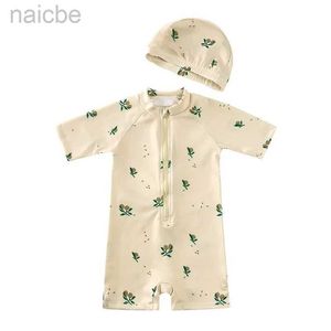 Jednoczęściowe 2024 NOWOŚĆ BABY GINIS Swimsuit długie rękawy One Piece Squaże dla dzieci maluch kreskówek upf50+ wysypka Strażnika Kąpiec Kąpiec 24327