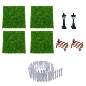 Садовые украшения, 9 шт., миниатюрный микропейзаж, мини-искусственная трава, мебель, строительные аксессуары, игрушки для детей