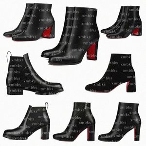 Red popular Bottom boots Trendy Bottoms Women Womens Ankle Boot Short Booties Black Calf Leather Boots Luxury Reds Soles